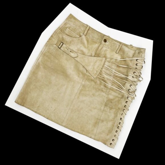 Christian Dior Galliano F/W 2002 suede lace up mini skirt - Picture 1 of 8